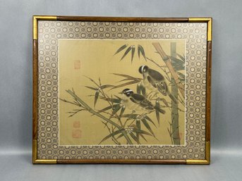 Japanese Print With Brass Accented Frame