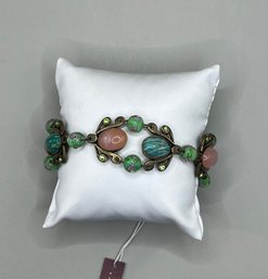 Thelma Paris Bracelet With Glass Beads, Green, Blue & Pink