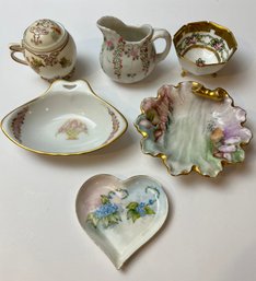 Lot Of 6 Small Vintage Handpainted Porcelain Pieces *Local Pick-Up Only*