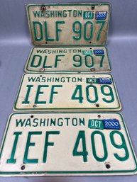 4 Older Washington License Plates.