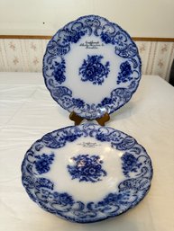 Pair Of Flow Blue Advertising Plates Atherton Furniture Co.