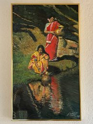 Vintage 1967 Figurative Original Oil Painting Artist Signed Lam Biu