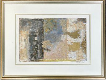 Starlie Sokol Hohne,  Abstract Gold Beige Black Collage Print Framed