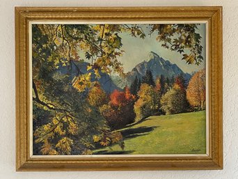 Vintage 1960s Landscape Original Oil Painting Artist Signed Lam Biu