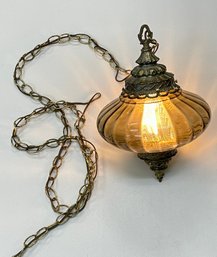 Vintage Gray Glass Swag Lamp