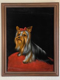 Vintage Large Kitschy Velvet Dog Shitzu Painting Artist Signed-local Pickup