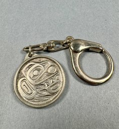 Silver Tone Key Ring With Eskimo Insignia