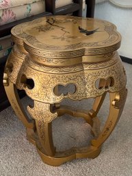 Gold With Black Design Chinese Garden Stool (Piece A)-Local Pickup