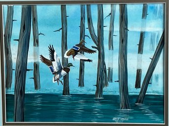 Rick Urdahl,Signed,  Flying Ducks Painting