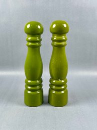 Vintage Avocado Green Tall Salt & Pepper Shaker - Japan