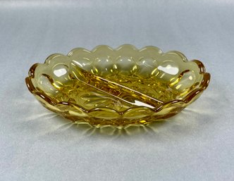 Vintage Anchor Hocking Amber Divided Oval Dish