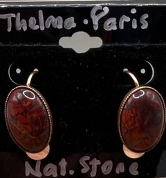 Thelma Paris Pierced Earring Of Natural Stone