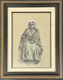 Seated Elderly Woman Print