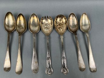 7 Silver Plate Serving Spoons.