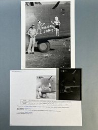 Vintage WW II Airplane Photo With Negative And Info.