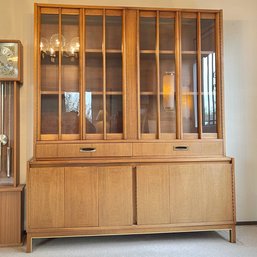 American Of Martinsville Mid Century Walnut And Brass China Cabinet And Hutch *Local Pick-up Only*