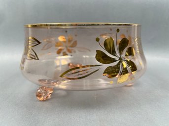 Rose And Gold Footed Serving Bowl.