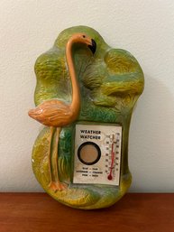 Vintage Plaster Flamingo Weather Watcher - USA