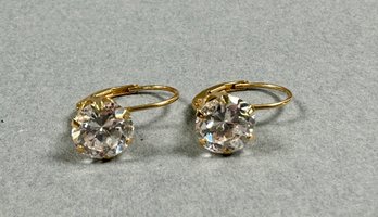14k Gold Pierced Earrings With CZ Stones