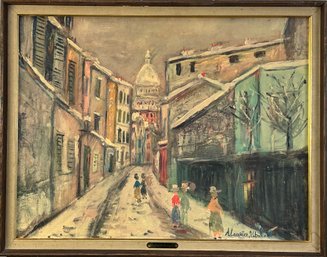Vintage M. Utrillo Montmartre Winter Print Framed