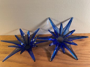 Set Of Two Vintage Cobalt Blue Star Dishes