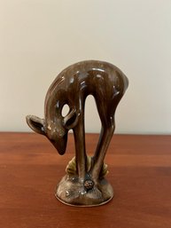 Vintage Brown Deer & Pinecone Figurine