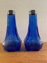 Cobalt Blue Tall Salt And Pepper Shakers