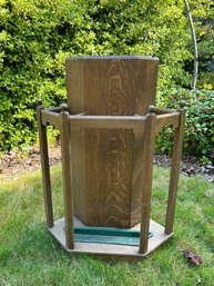 Antique Oak Planter Umbrella Stand