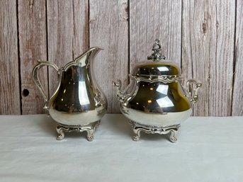 Set Of Reed & Barton Silver Plate Large Creamer & Sugar #4070 *Local Pick-Up Only*