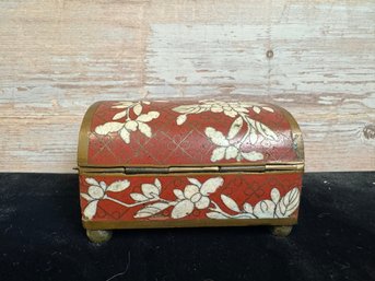 Small Vintage Enamel And Brass Trinket Box