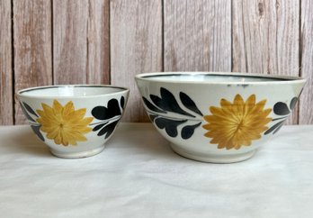 Set Of Staffordshire White, Yellow & Black Serving Bowls *Local Pick-Up Only*