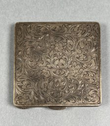 Vintage Engraved Silver Powder Compact