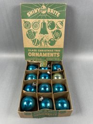 1 Dozen Vintage Shiny Bright Ornaments In Original Box - Max Eckhardt & Sons, Inc., NY