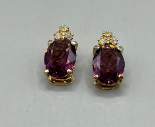 Christian Dior Clip Earrings  With Purple Stones