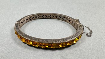 Sterling  Bracelet  With Yellow Glass