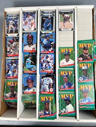 18.5x15 Inch Box Of 87, 88, 89, 90 & 91 Leaf Baseball Cards.