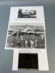 Vintage WWII Airplane Photo With Negative And Info.