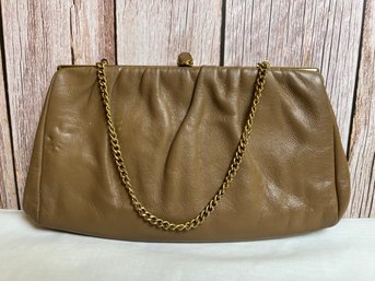 Vintage Beige Vinyl Clutch Purse With Strap *Local Pick-Up Only*