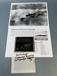 Vintage WWII Japanese Aircraft Carrier Photo With Negative And Info.