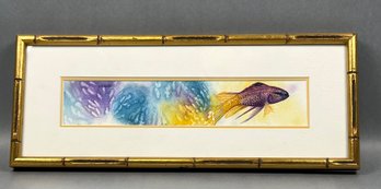 Original Susan LeBow Framed And Signed Watercolor Of A Fish.
