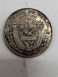 1953 Republic De Panama Un Cuarto De Balboa-50th Anniversary