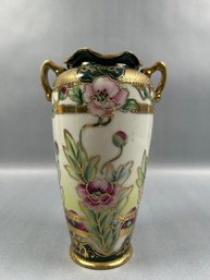 Antique Hand Painted Nippon Double Handled Vase