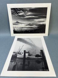 2 B & W Photographs Of Waterfront Scenes.