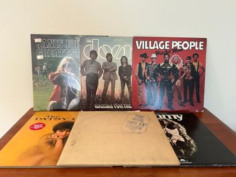 Group Of 6 Vinyl Records: Village People, Doors, Joplin, Tommy, Who, Cline