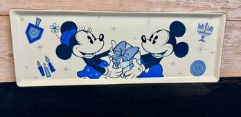 Happy Chanukah Serving Dish With Mickey And Minnie Mouse