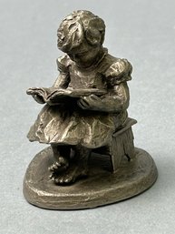 International Pewter Girl Reading Figurine