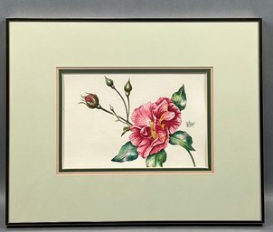 Original Susan LeBow Framed And Signed Watercolor Of A Flower.