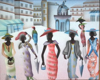 Signed Jamaican Street Scene With 7 Women