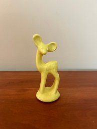 Vintage Yellow Glazed Pottery Deer Figurine