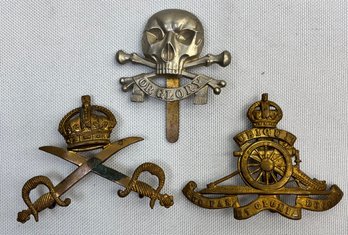 3 , 1930s/40s British Regiment Collar Badges